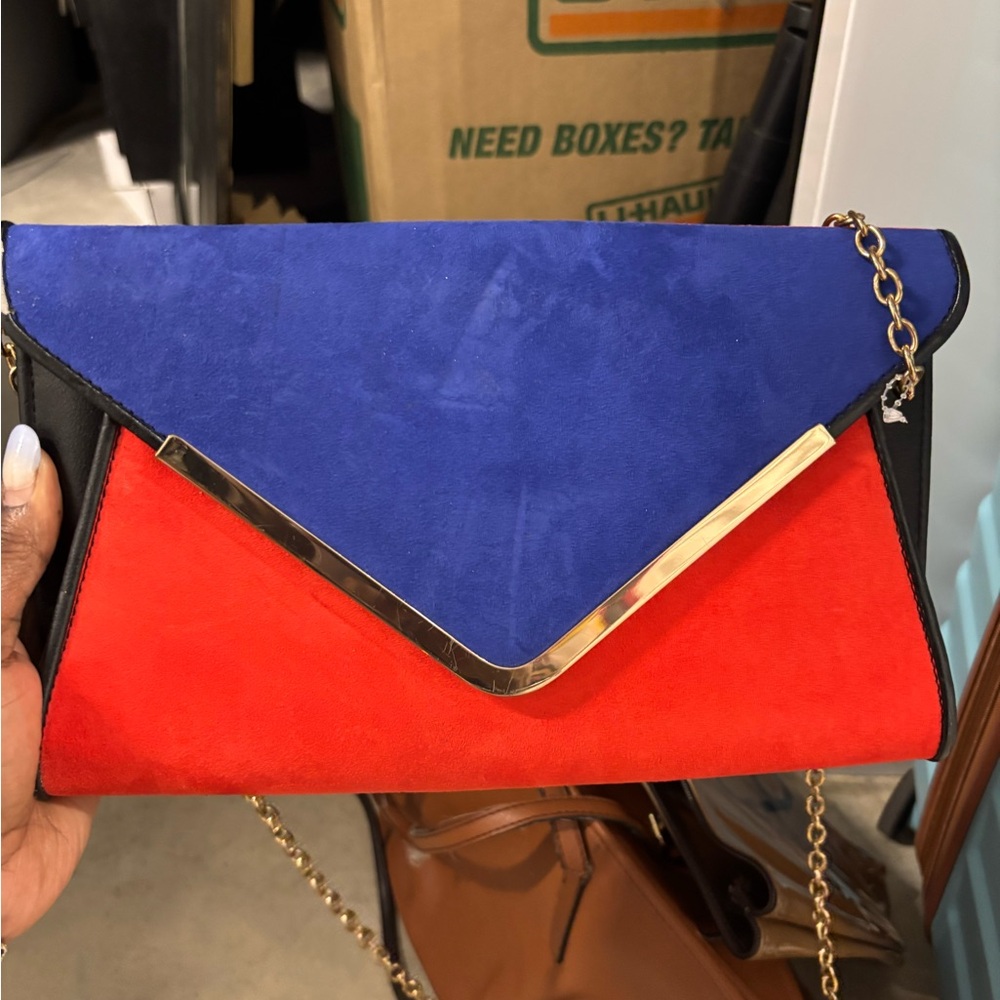 Chic Red and Blue Envelope Clutch